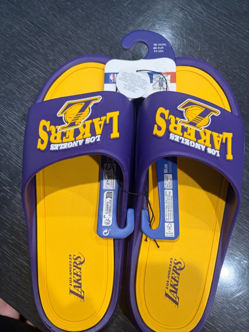 Primark Purple and Yellow Basketball Slide Sandals